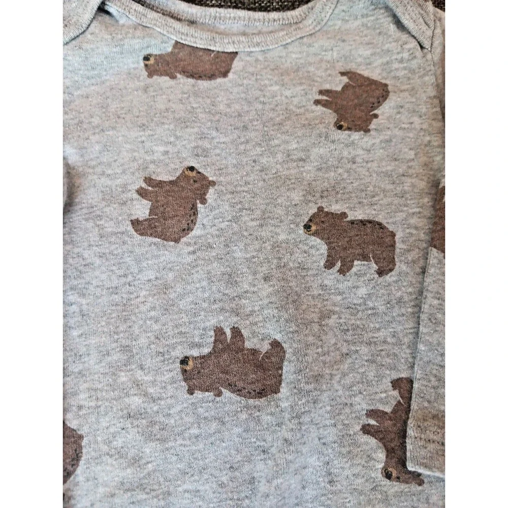 Carters Shirt 6 to 9 month Boys Gray Long sleeve Snap Up Bears